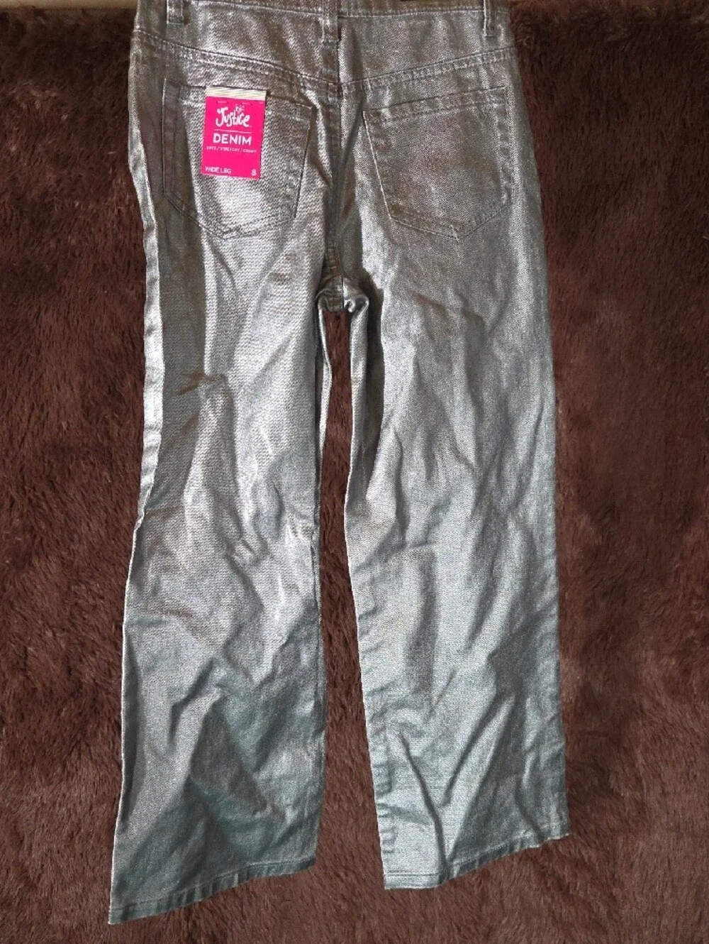 Metallic Silver Justice Denim Girls Sz 8